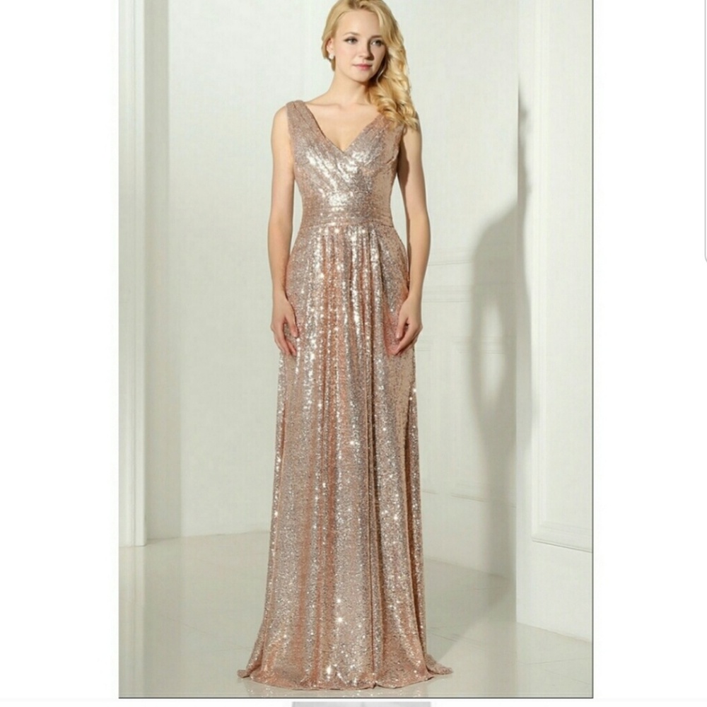 Rose Gold sequin bridesmaids dress sz 10